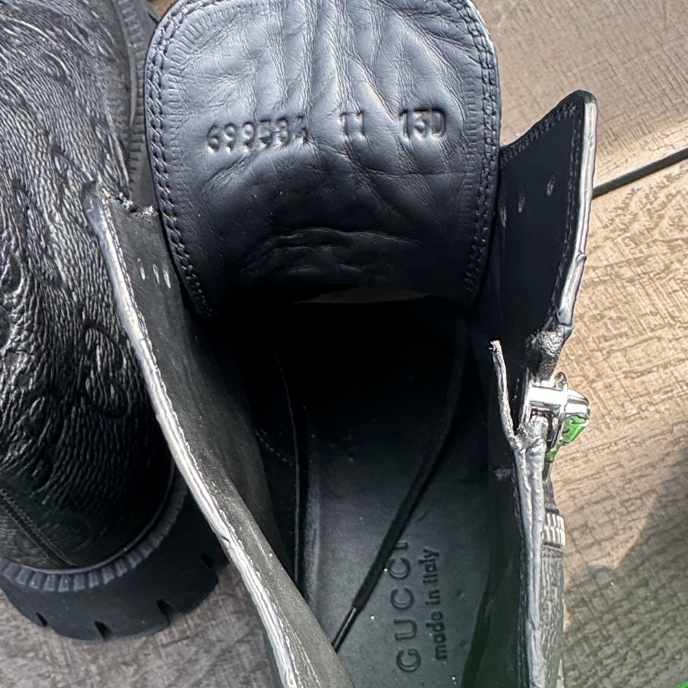 Gucci Black Textured Combat Boots - Picture 7 of 8